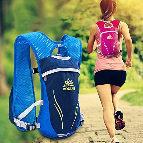 AONIJIE Unisex 5.5L Running Race Hidratación Chaleco Hidratación Pack Mochila (Azul)