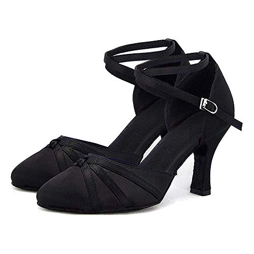 AOQUNFS Zapatos de Baile Latino Mujer Salsa y Bachata Cerrados Zapatos de Baile de Salon,YCL117-6,Nero,EU38