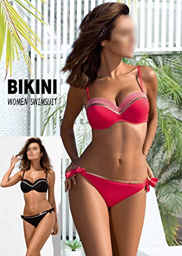 AOQUSSQOA Mujer Conjuntos de Bikinis para Mujer Bikini de Dos Piezas Falda de Playa Traje de baño (EU 42-44 (2XL), I)