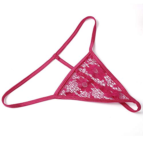 Aranmei Conjunto de Lencería Mujer Sexy Encaje Ropa Interior Push Up Bra Liguero Y Tanga (Rosa Rojo, Large)