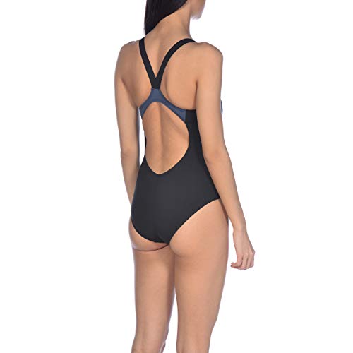 Arena W V Back One Piece Bañador Deportivo Mujer Balance, Black-Shark, 38