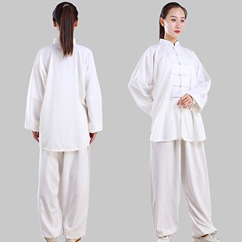 Artes Marciales Trajes de Tai Chi,Hombres Mujeres Chino Indumentaria Kung Fu Trajes Tang Wing Chun Taekwondo Algodón y Lino de Entrenamiento Sets(Color:Negro,Size:L)