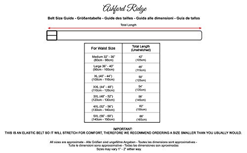 Ashford Ridge 33mm (1.25") cinturón elástico negro (tamaños 80cm - 100cm)