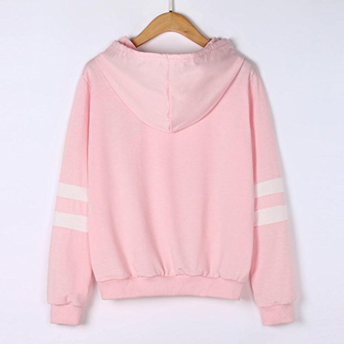 ASHOP Mujer Sudaderas Cortas, Deportivas Manga Larga Blusa Tops Larga Casual Sweatshirt Primavera y otoño Invierno Planeta Impresión Sobredimensionado Sudaderas (M, Rosado)