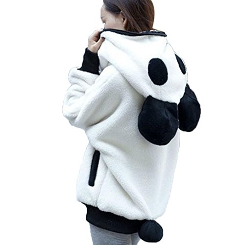 ASHOP Mujer Sudaderas, Deportivas Manga Larga Blusa Tops Corto Casual Sweatshirt Primavera y otoño Invierno Oso de Oso Lindo Escudo Panda Hoodie Sudaderas (XL, Blanco)