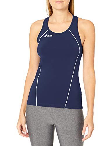 ASICS Camiseta sin Mangas para Mujer Attacker®, Mujer, Camiseta de Tirantes Anchos, FS2258, Azul y Blanco, L