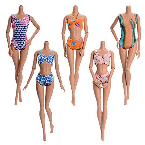 Asiv 5 Sets Trajes de Baño Suave y cómodo Playa Verano Ropa Biquini para Muñeca, Estilo Aleatorio