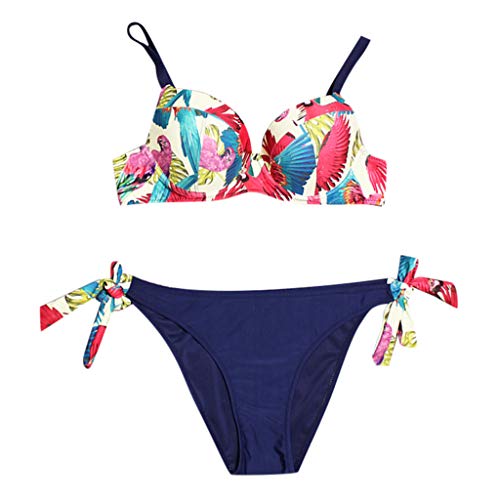 Auifor Las Mujeres más el tamaño de Traje de baño Superior Grande Taza con Talle Alto Inferior del Bikini Set（Marina/XX-Large）