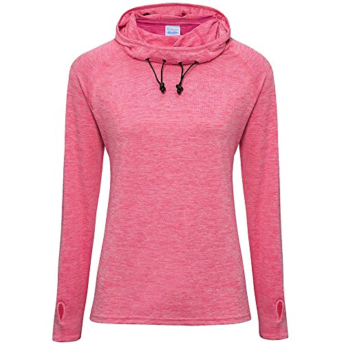 AWDis - Sudadera Fina con Cuello Chimenea con Capucha para Mujer (Grande (L)) (Gris Moteado)