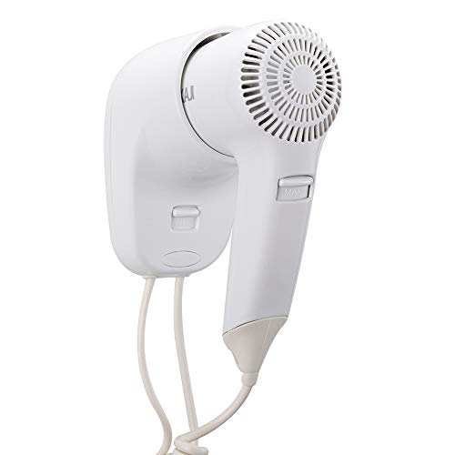 Bakaji - Secador de pared para el pelo, para el baño, potencia de 1200 W, doble velocidad seleccionable, color blanco