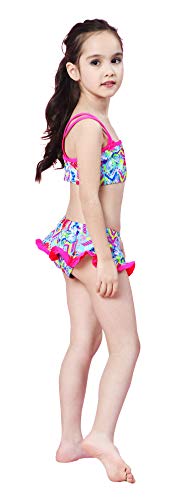 Bañador de Dos Piezas para niñas, Bikini Floral con Volantes, Traje de baño de Playa, Traje de baño de Verano para niños