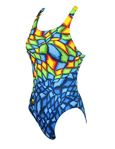 Bañador Mujer Turbo CRYSTAL AZUL Tira Ancha doble capa (M = dt. Gr. 34 bzw. 164)