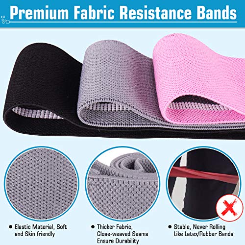 Bandas Elasticas Gluteos Musculacion, 3 Piezas Cintas Elasticas Musculacion para Piernas/Glúteos/Muslo,Bandas de Resistencia para Hombres Mujeres Pilates Yoga y musculación (Pink/Gray/Black)