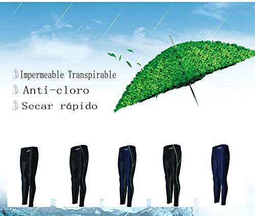 BANFEI Unisex Traje de Baño para Competición Bañador de Natación Hombre Secado Rápido Pantalones de Buceo Largos para Esnórquel Surf EU XL Azul(línea verde)