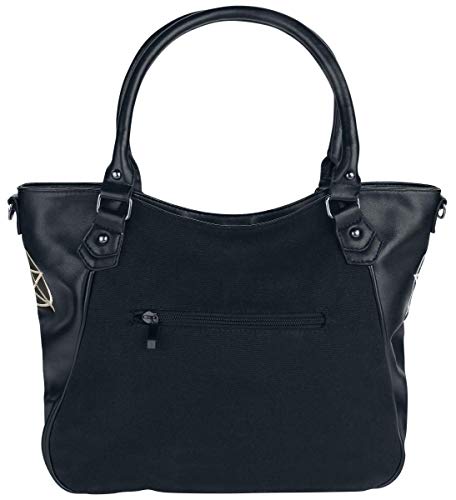 Banned Alternative Anubis Mujer Bolsa de Mano Negro-Blanco, algodón, Poliuretano,