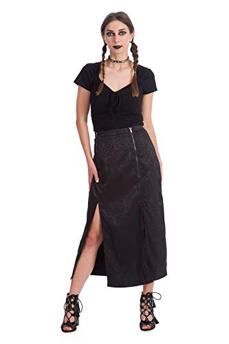 Banned Alternative Midi Slit Skirt Mujer Falda Larga Negro XXL, 97% poliéster, 3% elastán, Gehschlitz