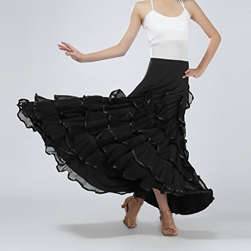 Baoblaze Vestido de Flamenca Ropa de Baile Accesorios de Mujer Falda de Tango - Negro, 920cm