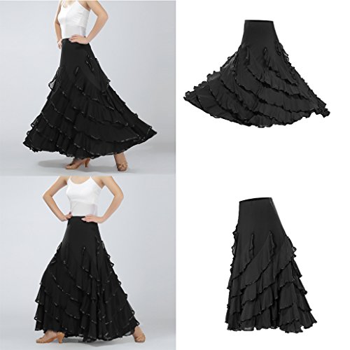 Baoblaze Vestido de Flamenca Ropa de Baile Accesorios de Mujer Falda de Tango - Negro, 920cm