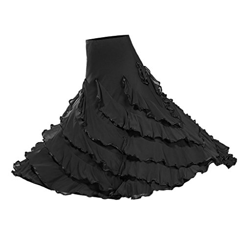 Baoblaze Vestido de Flamenca Ropa de Baile Accesorios de Mujer Falda de Tango - Negro, 920cm