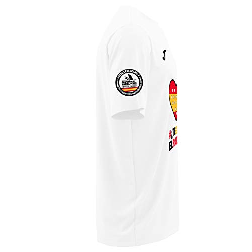 Barcelona Padel Tour | Camiseta Técnica de Manga Corta para Hombre Joma | En Tejido Micro Mesh Transpirable con Corazón Love Pádel y Bandera España Blanco S