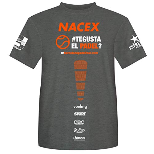 Barcelona Padel Tour | Camiseta Técnica de Manga Corta para Hombre Joma Xpress by Nacex con Estampación Especial de Pádel | De Tacto Suave y Secado Rápido | Ropa Deportiva Gris XXL