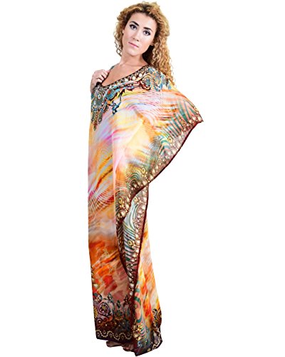 Bayside Barcelona españa Marrón Vestido de baño de Traje de baño de Verano Kimono Largo Kaftan de impresión Digital de Las Mujeres