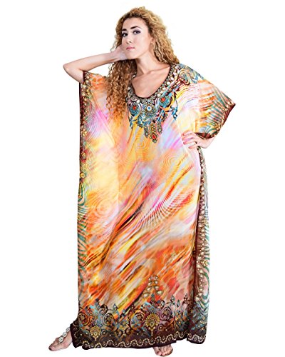 Bayside Barcelona españa Marrón Vestido de baño de Traje de baño de Verano Kimono Largo Kaftan de impresión Digital de Las Mujeres