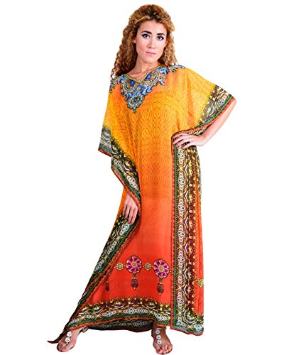 Bayside Barcelona españa Naranja Vestido de baño de Traje de baño de Verano Kimono Largo Kaftan de impresión Digital de Las Mujeres