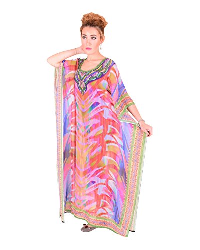 Bayside Barcelona españa Rosa Cristales embellecidos Vestido de baño de Traje de baño de Verano Kimono Largo Kaftan de impresión Digital de Las Mujeres