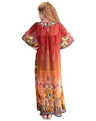 Bayside Barcelona españa Vestido de baño de Traje de baño de Verano Kimono Largo Kaftan de impresión Digital de Las Mujeres Vestido de Fiesta Marrón