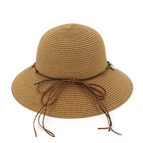 BBLL Sombrero Sombrero de Paja Bebé Niña Sombrero de Sol Hermoso Sombrero de niña de niña Cubo Plegable para niños Sombrero de Sol Sombrero de Playa de señora Ajustable Blanco lechoso