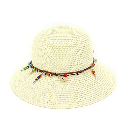 BBLL Sombrero Sombrero de Paja Bebé Niña Sombrero de Sol Hermoso Sombrero de niña de niña Cubo Plegable para niños Sombrero de Sol Sombrero de Playa de señora Ajustable Blanco lechoso