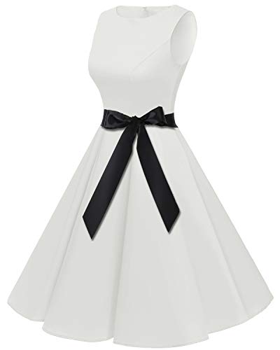 Bbonlinedress 50s Vestidos Vintage Retro Rockabilly Clásico White L