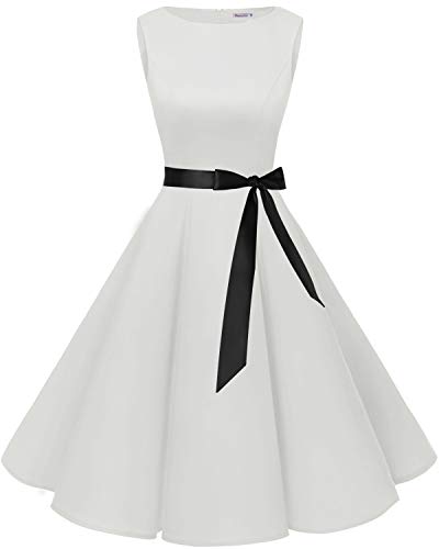 Bbonlinedress 50s Vestidos Vintage Retro Rockabilly Clásico White L