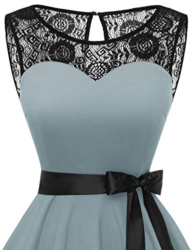 Bbonlinedress Vestido Mujer Corto Fiesta Boda Encaje Sin Mangas Grey M