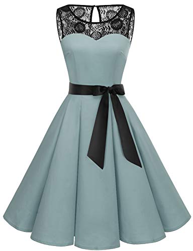 Bbonlinedress Vestido Mujer Corto Fiesta Boda Encaje Sin Mangas Grey M