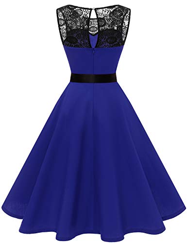 Bbonlinedress Vestido Mujer Corto Fiesta Boda Encaje Sin Mangas Royal Blue M