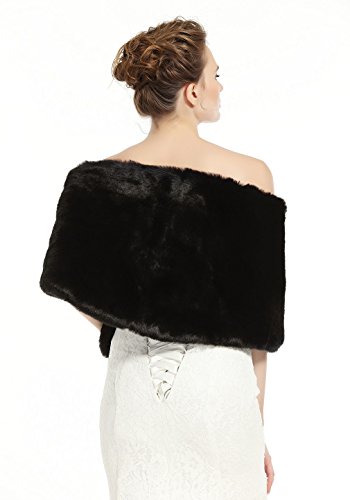 BEAUTELICATE Chal Estola de Pelo Mujer Boleros para Invierno Fiesta Novia Bodas (Black)