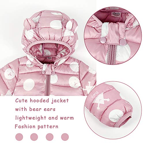 Bebé Chaqueta Invierno, Niños Niñas Abrigo con Capucha Traje de Nieve Manga Larga Outfits Calentar Warmer Regalos Ropa 6-12 Meses,Rosa