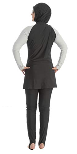 Beco - Bañador musulmán para Mujer, Mujer, Burkini, 5722, Plateado/Negro, Extra-Large