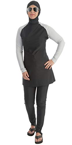 Beco - Bañador musulmán para Mujer, Mujer, Burkini, 5722, Plateado/Negro, Extra-Large