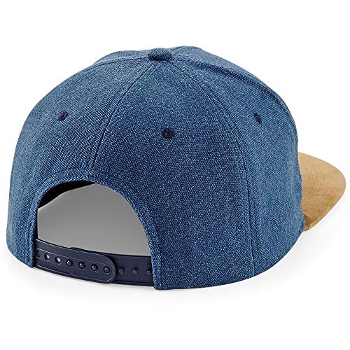 Beechfield - Gorra / Visera Piel melocoton Modelo Snapback Unisex Hombre/Mujer (Talla Única/Azul vaquero)