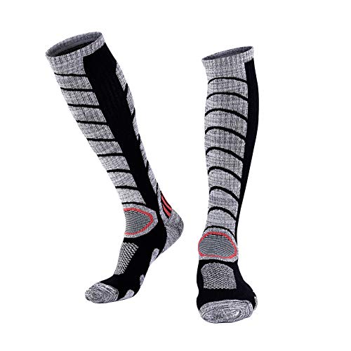 BenBoy Calcetines Térmicos de Esquí para Hombre Mujer Cálidos Altos Invierno Calcetines de Nieve Snowboard Senderismo,WZ3327-Black-L