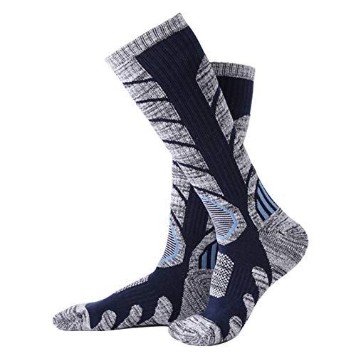 BenBoy Calcetines Térmicos de Esquí para Hombre Mujer Cálidos Altos Invierno Calcetines de Nieve Snowboard Senderismo,WZ3327-Darkblue-XL