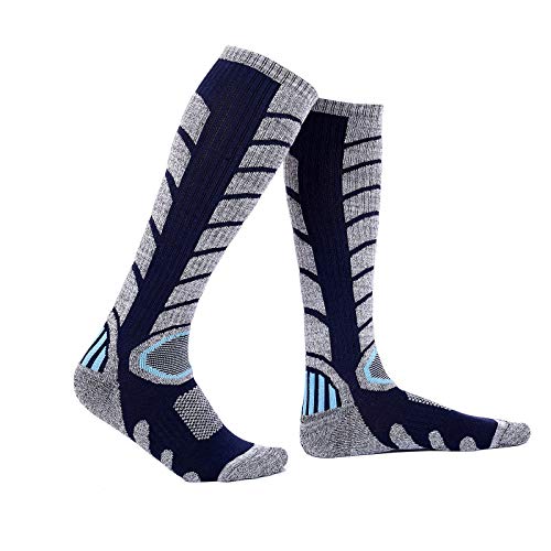 BenBoy Calcetines Térmicos de Esquí para Hombre Mujer Cálidos Altos Invierno Calcetines de Nieve Snowboard Senderismo,WZ3327-Darkblue-XL