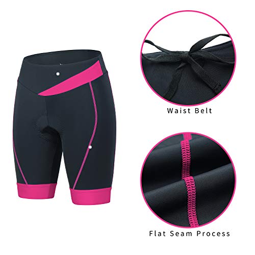 BEROY Pantalones de ciclismo para mujer, acolchados, de secado rápido, pantalones cortos transpirables, pantalones de ciclismo para mujer con almohadilla de gel 3D A02/rojo M