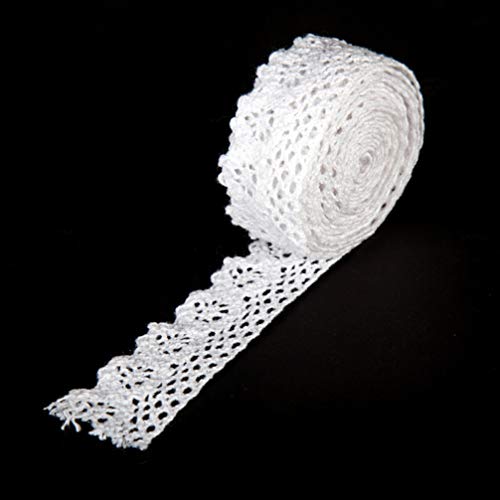 BESPORTBLE 5 Rollos de Encaje Blanco Diy Borde de Encaje Rollo Decorativo de Algodón Crochet Encaje de Costura Cosido Apliques de Encaje Cintas para Manualidades 2.5Cm