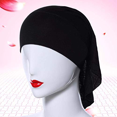 BESTOYARD Mujeres Ajustable musulmán Hijab Cubierta Bufanda Bonete Interior Hijab Tapa Mano Cubierta Hueso Lady musulmán islámico Headwear TC302 (Negro)