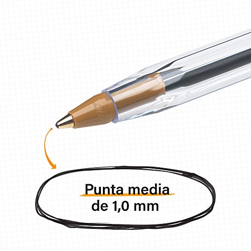 BIC Cristal Original - Bolígrafos punta media, 1.0 mm, Blíster de 10 unidades, Negro