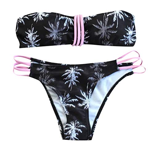 Bikini Mujer 2019 Brasileño Fossen, Bikinis Push up con Relleno Mujer sin Tirantes Traje de baño con Estampado Floral Bañadores Dos Piezas para Natacion Playa